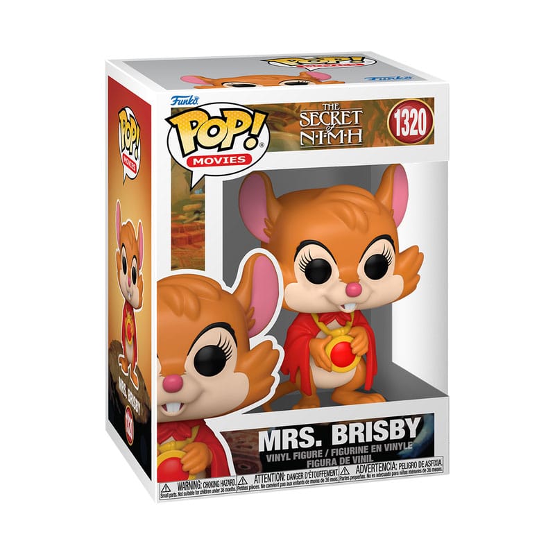Boîte-fenêtre de la figurine Funko POP! Mrs. Brisby, montrant le personnage et le logo 'The Secret of NIMH'.