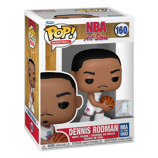Vue latérale de la figurine Funko POP! Dennis Rodman (1992) avec son maillot des Bulls