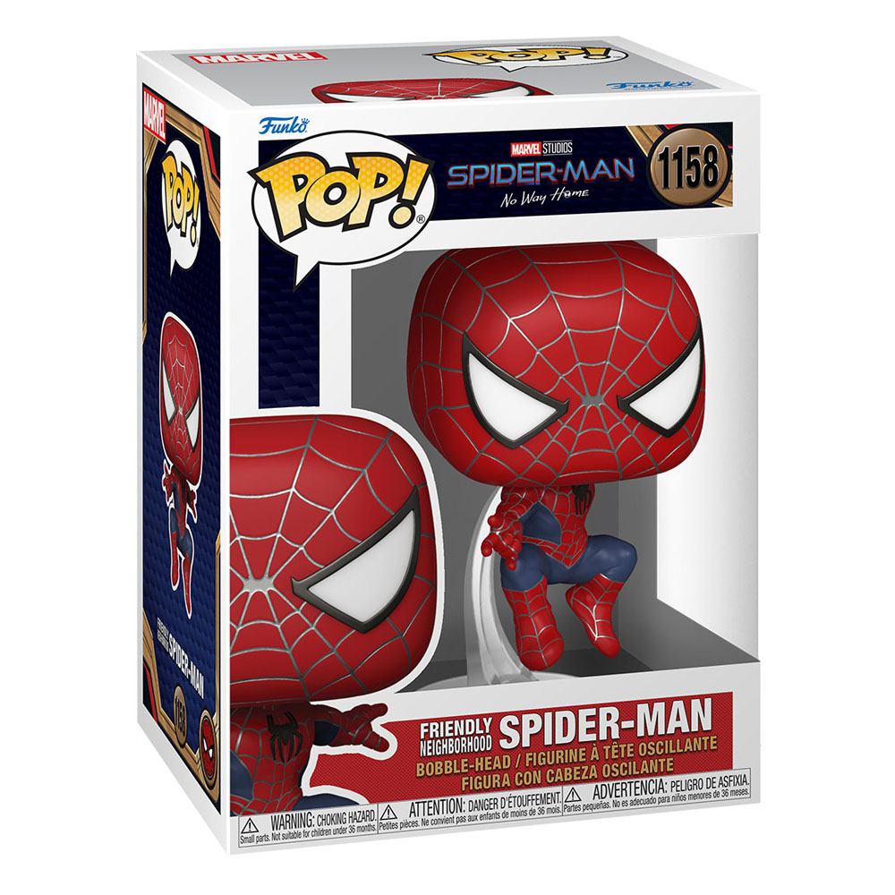 Boîte-fenêtre de la figurine Funko POP! Spider-Man No Way Home avec le logo Marvel