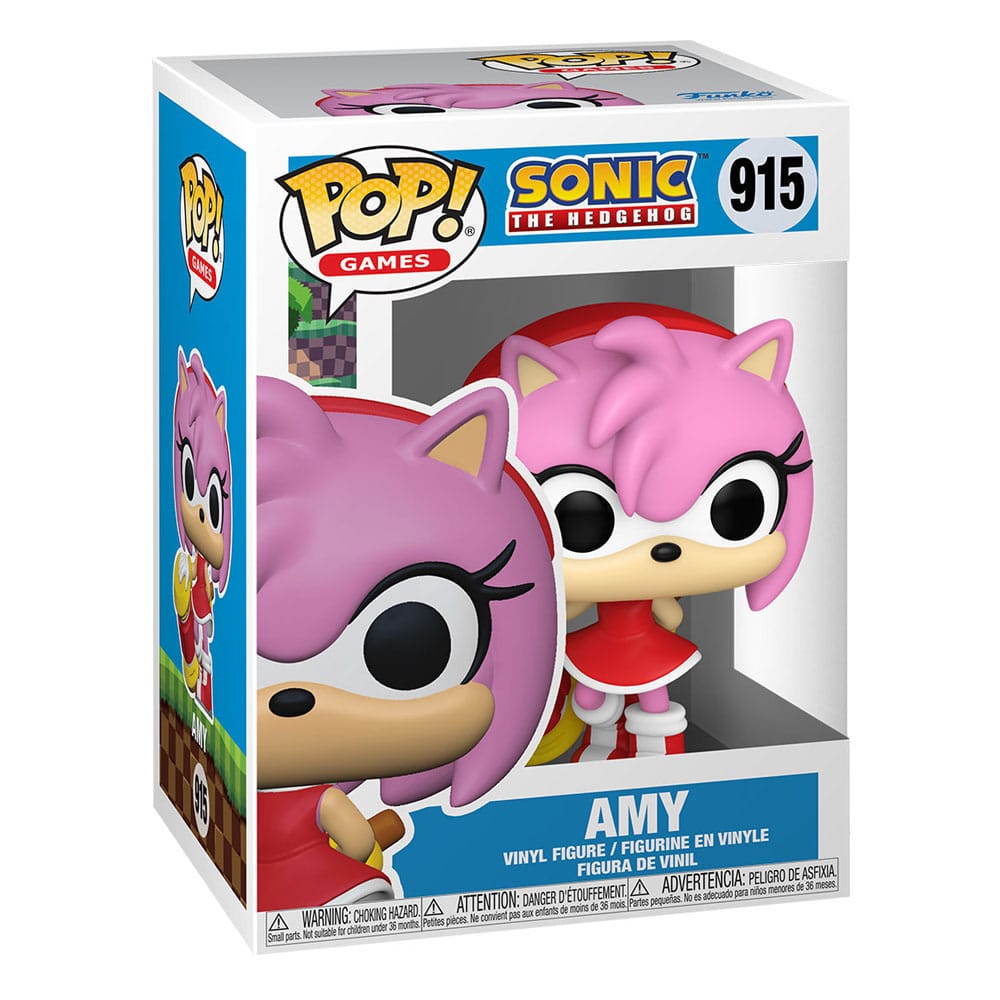 Vue détaillée de la figurine Funko POP Amy Rose avec son marteau Piko Piko