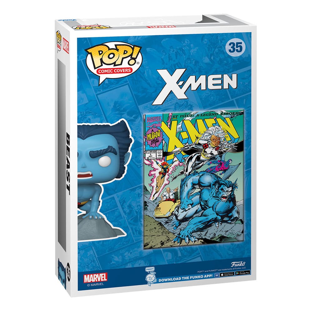 Gros plan sur la figurine Funko POP! Beast Comic Cover, montrant les détails de la sculpture et de la peinture.