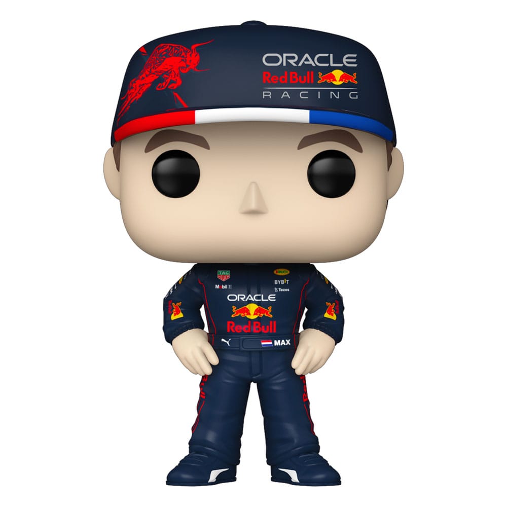 Figurine Funko POP! Max Verstappen F1 en vinyle, vue de face dans sa boîte-fenêtre.