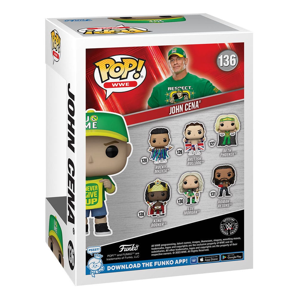 Détail de la figurine Funko POP! John Cena posant avec son slogan