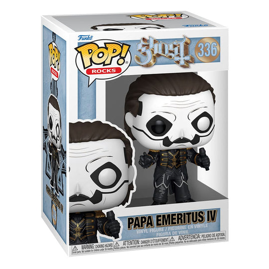 Détail de la figurine Funko POP! Papa Emeritus IV de Ghost, montrant les finitions du costume
