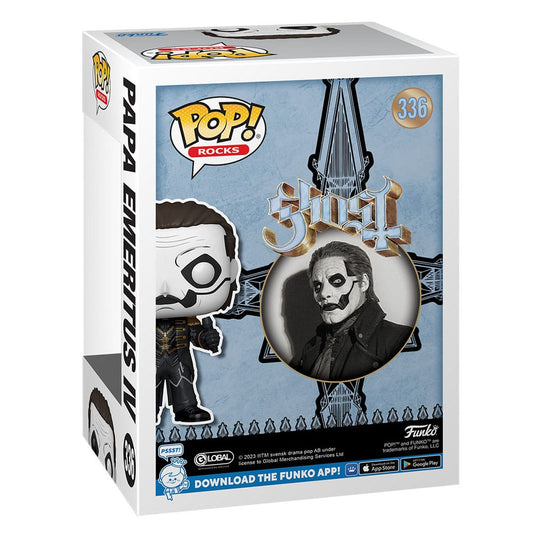 Figurine Funko POP! Ghost Papa Emeritus IV dans sa boîte-fenêtre, prête à être exposée