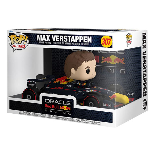 Détail de la figurine Funko POP! Rides Max Verstappen et son véhicule F1