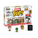 Pack Funko Bitty POP! Toy Story Woody, vue d'ensemble des 4 figurines et de l'emballage.