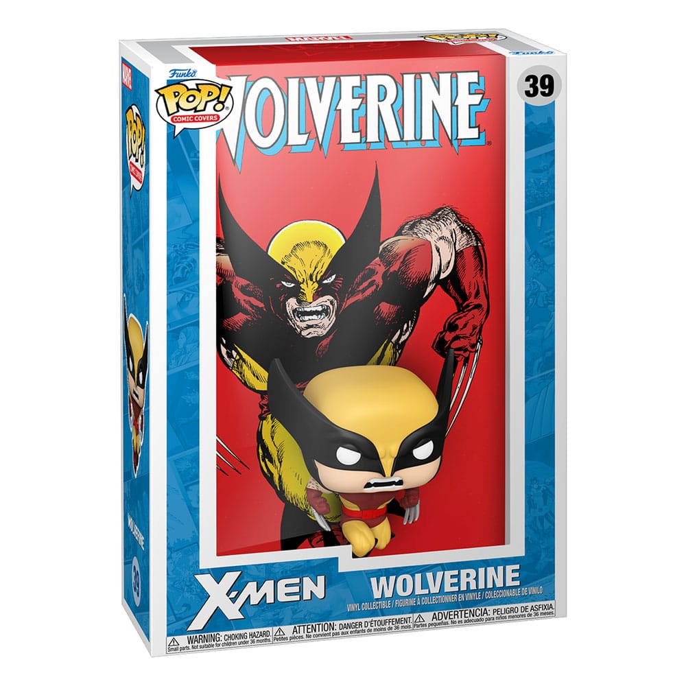 Détail de la figurine Funko POP! Wolverine #17 (1989) X-Men dans sa boîte-fenêtre, montrant la qualité du vinyle et le design.