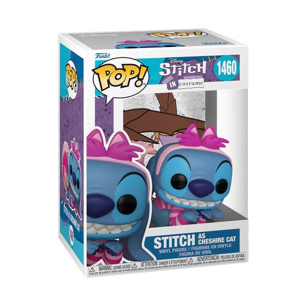 Détail de la figurine Funko POP Lilo & Stitch Cheshire, montrant le sourire et les couleurs vives.