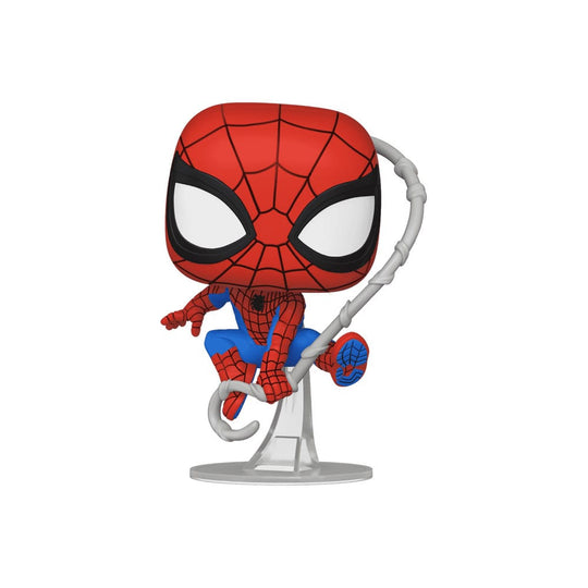 Figurine Funko POP! Spider-Man (Final Suit) de face, détails du costume et pose dynamique.