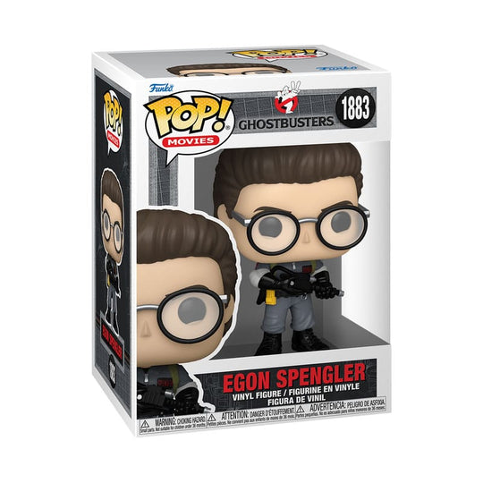 Boîte-fenêtre de la figurine Funko POP! Egon Spengler Ghostbusters II, montrant la figurine à l'intérieur.