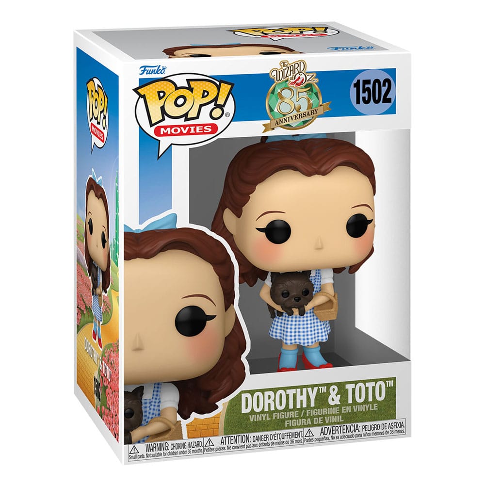 Détail de la figurine Funko POP! Dorothy et Toto, montrant les finitions et les couleurs vives.