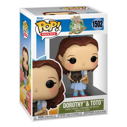 Détail de la figurine Funko POP! Dorothy et Toto, montrant les finitions et les couleurs vives.