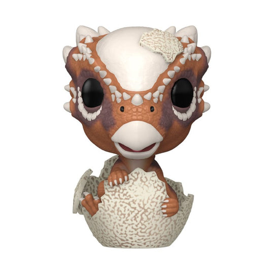 Figurine Funko POP! Jurassic Park Hatchling Stygimoloch en vinyle 9 cm, vue de face dans sa boîte-fenêtre.