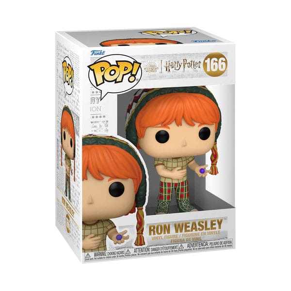 Détail de la figurine Funko POP! Ron Weasley tenant ses bonbons, hors de sa boîte.