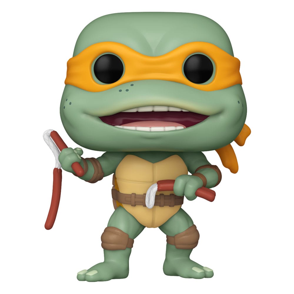 Figurine Funko POP! Michelangelo Tortues Ninja avec nunchakus saucisses vue de face