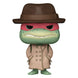 Figurine Funko Pop Raphael Tortues Ninja avec manteau et chapeau, vue de face.