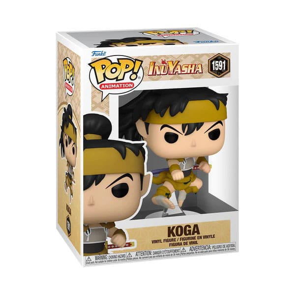 Détail de la figurine Funko POP! Koga d'Inuyasha, montrant ses traits distinctifs et son armure
