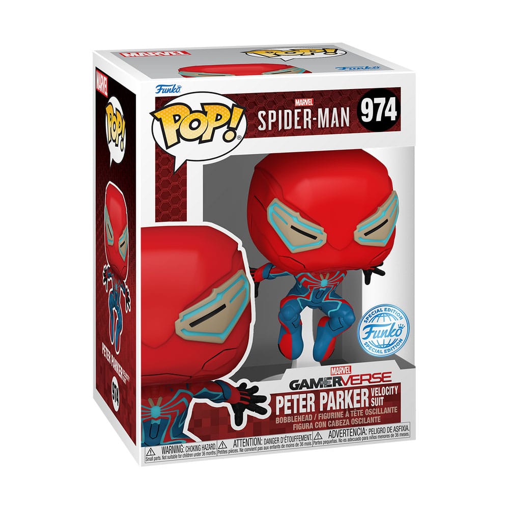Boîte-fenêtre de la figurine Funko POP! Spider-Man 2 Velocity Suit Exclusive