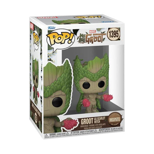 Boîte-fenêtre de la figurine Funko POP! Scarlet Witch We Are Groot avec logo