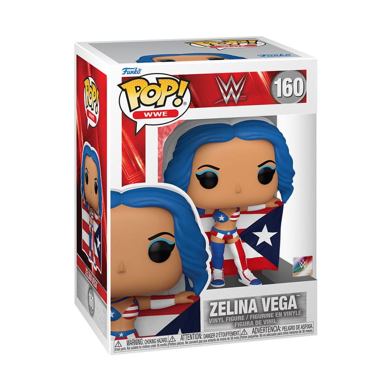 Détail de la figurine Funko POP! Zelina Vega hors de sa boîte, montrant les finitions.