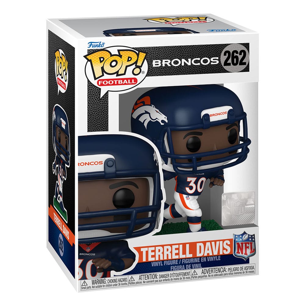 Emballage boîte-fenêtre de la figurine Funko POP Terrell Davis NFL Legends.