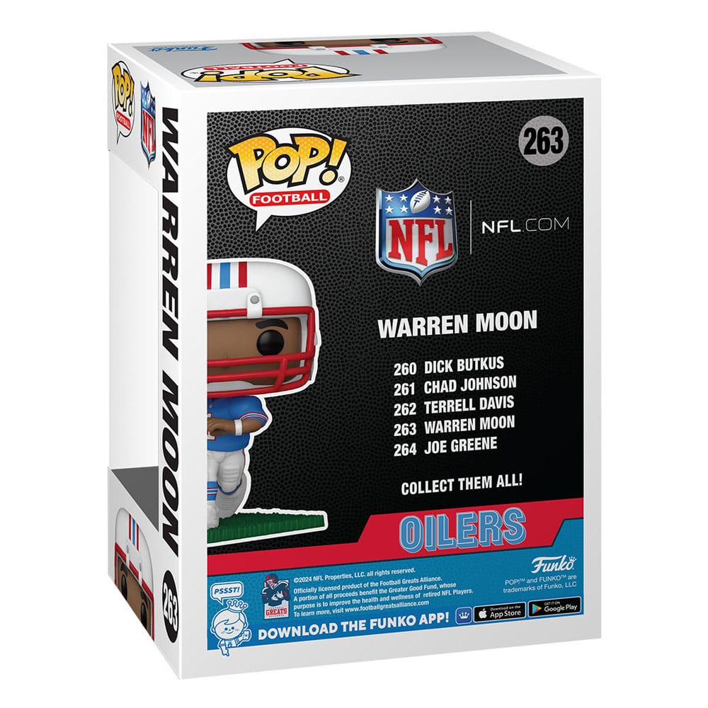 Vue détaillée de la figurine Funko POP! Warren Moon (Oilers) de profil