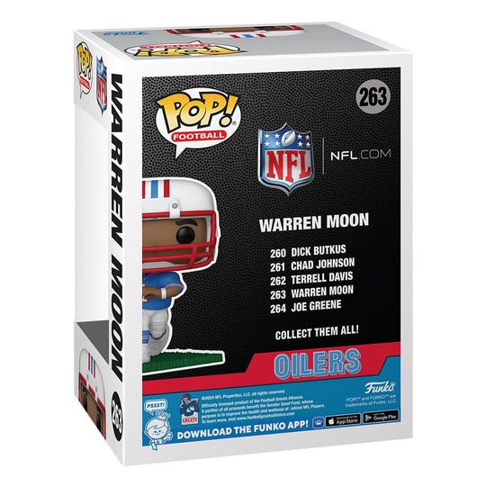Vue détaillée de la figurine Funko POP! Warren Moon (Oilers) de profil
