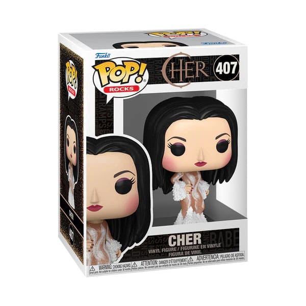 Boîte-fenêtre de la figurine Funko POP! Rocks Cher Met Gala 1974, prête à collectionner