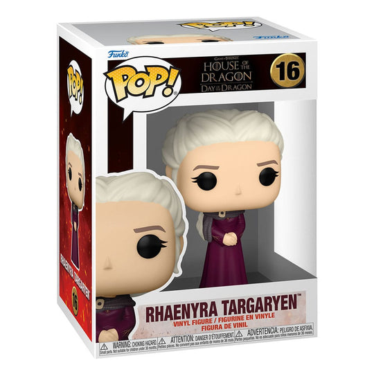 Vue de face de la Funko POP! Rhaenyra Targaryen avec sa boîte-fenêtre