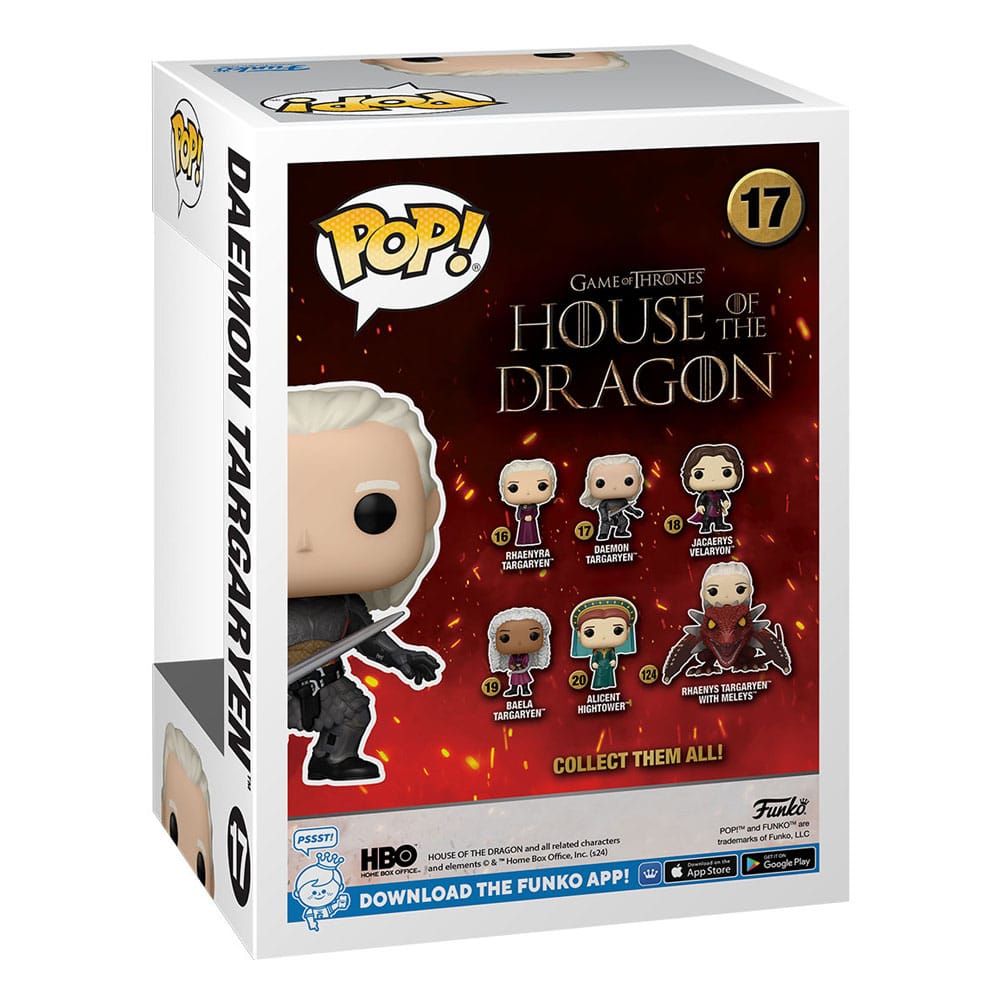 Gros plan sur les détails de la figurine Daemon Targaryen Funko POP!