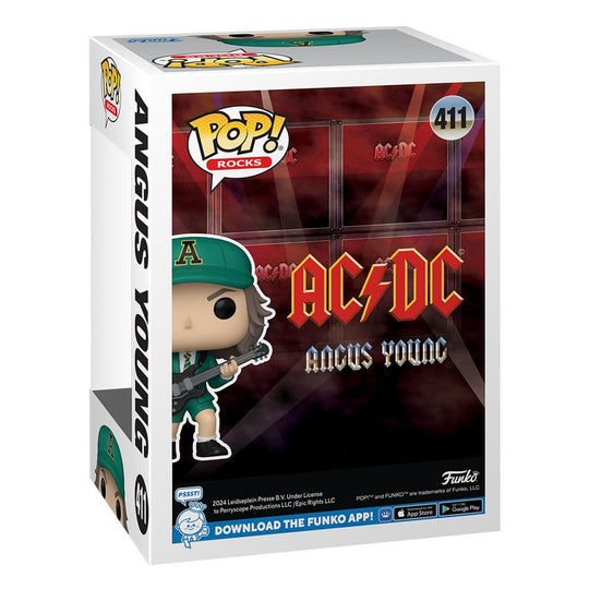 Emballage boîte-fenêtre de la figurine Funko POP! Rocks Angus Young (Green)