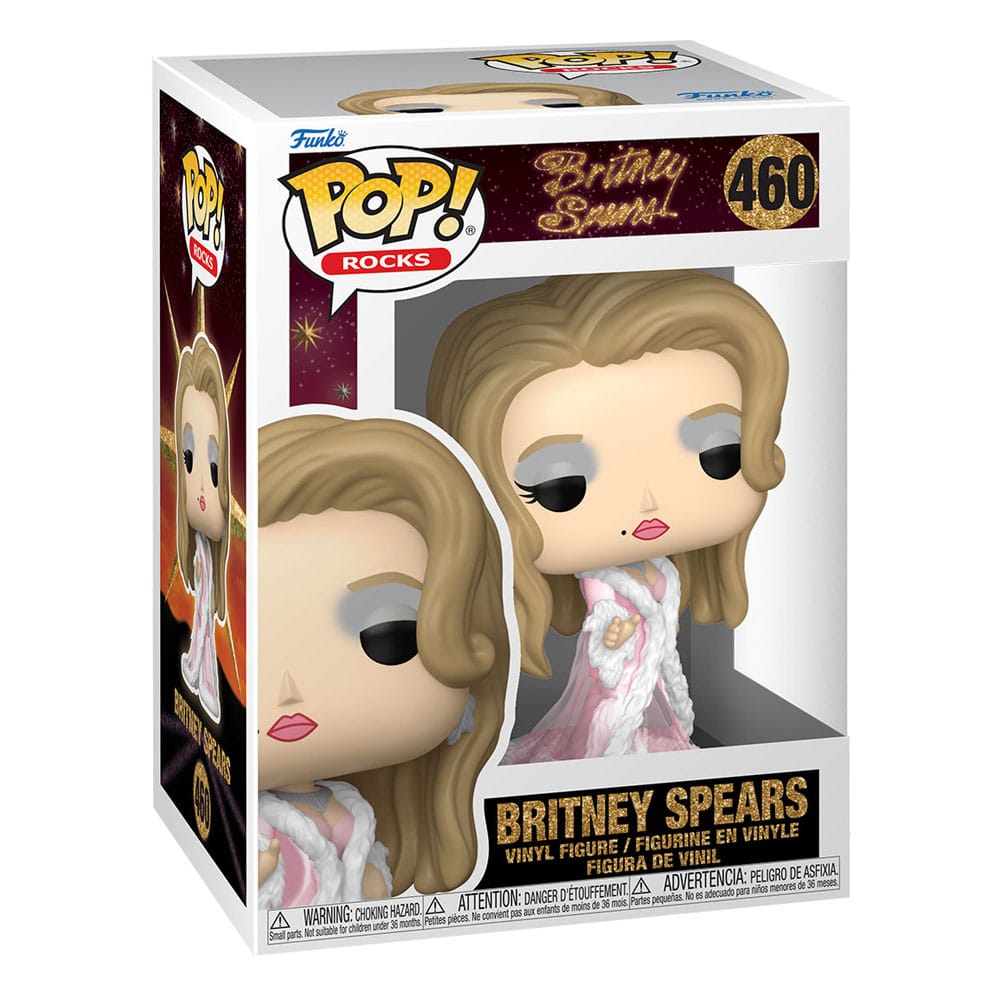 Boîte-fenêtre de la figurine Funko POP! Rocks Britney Spears Lucky, montrant la figurine et le logo