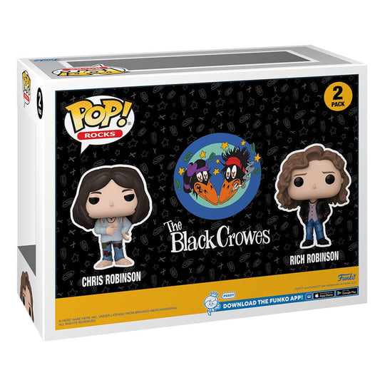 Vue latérale des figurines Funko POP! Black Crowes sur leur socle