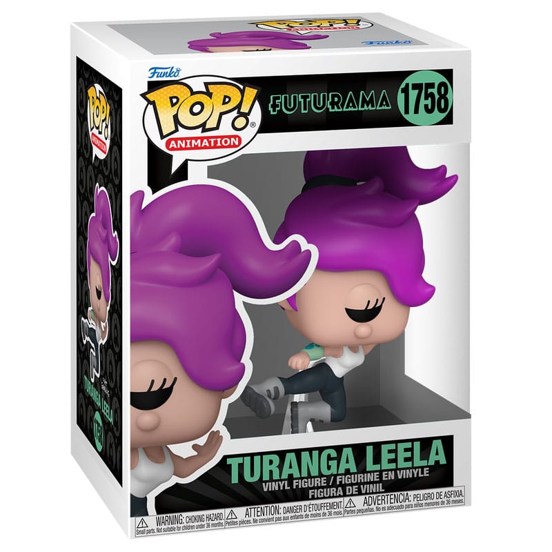 Figurine Funko Pop! Turanga Leela de Futurama, hors de sa boîte, montrant les détails du personnage.