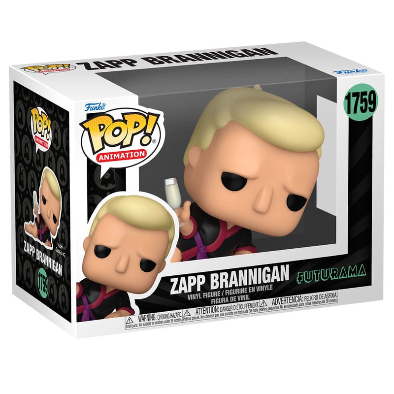 Boîte-fenêtre de la Funko Pop! Futurama Zapp Brannigan, vue de face