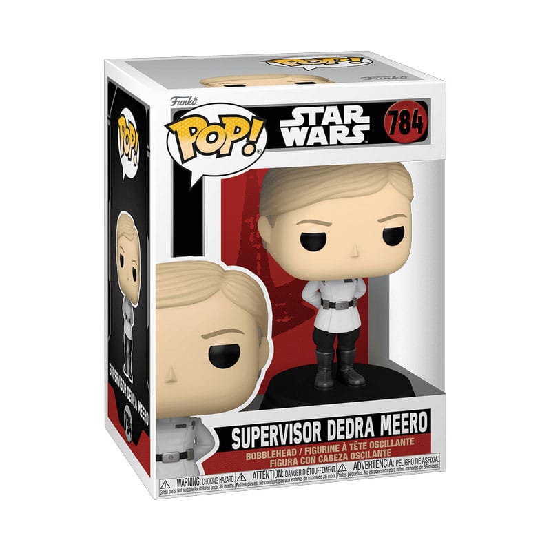 Gros plan sur la figurine Funko POP! Dedra Meero en vinyle, montrant les détails de son uniforme impérial.