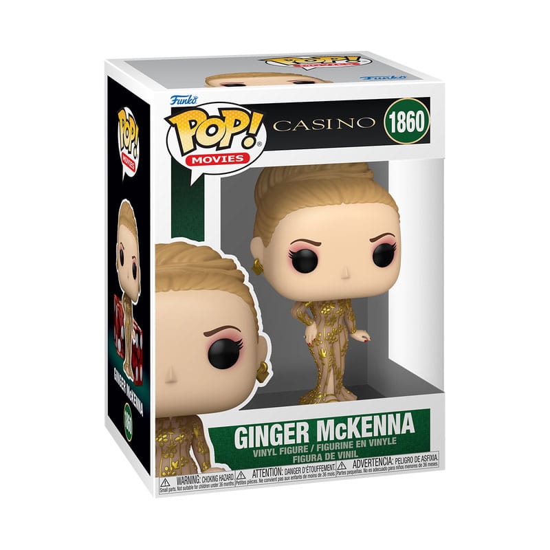 Boîte-fenêtre de la figurine Funko POP! Ginger McKenna Casino, montrant le personnage et le logo