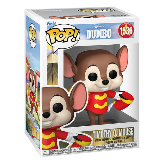 Vue détaillée de la figurine Funko POP! Timothy Q.Mouse dans sa boîte-fenêtre