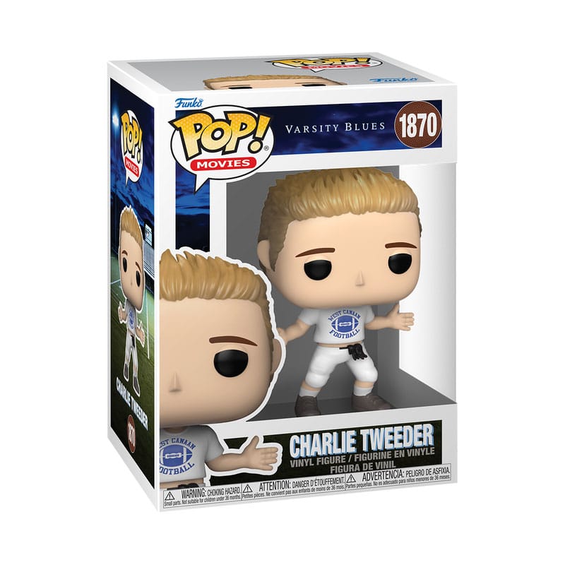 Boîte-fenêtre de la figurine Funko POP! Tweeder Varsity Blues, détails