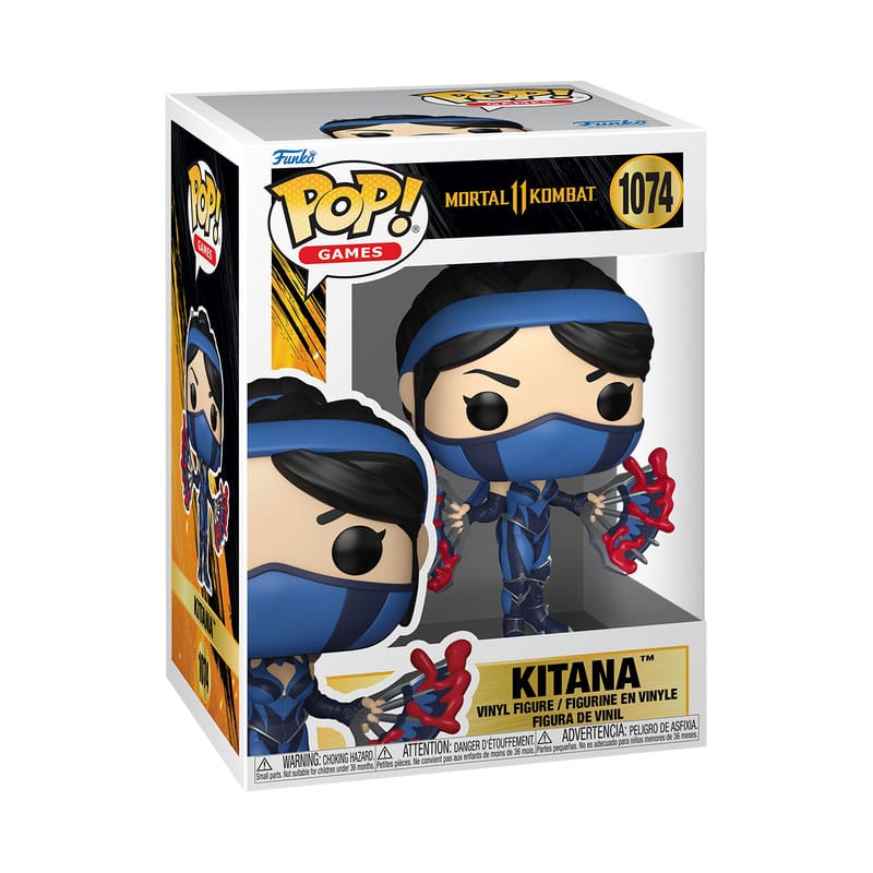 Boîte-fenêtre de la figurine Funko POP! Kitana Mortal Kombat, montrant le personnage