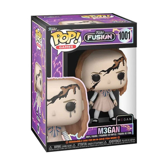 Détail de la figurine Funko POP M3GAN 9 cm, posée hors de sa boîte