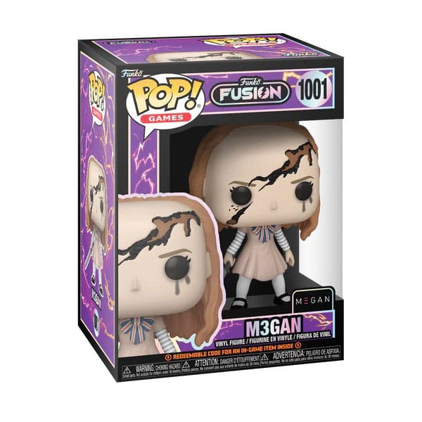 Détail de la figurine Funko POP M3GAN 9 cm, posée hors de sa boîte