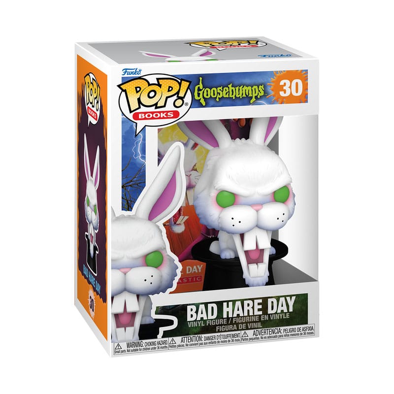 Boîte-fenêtre de la figurine Funko POP! Bad Hare Day Chair de poule, détails de l'emballage