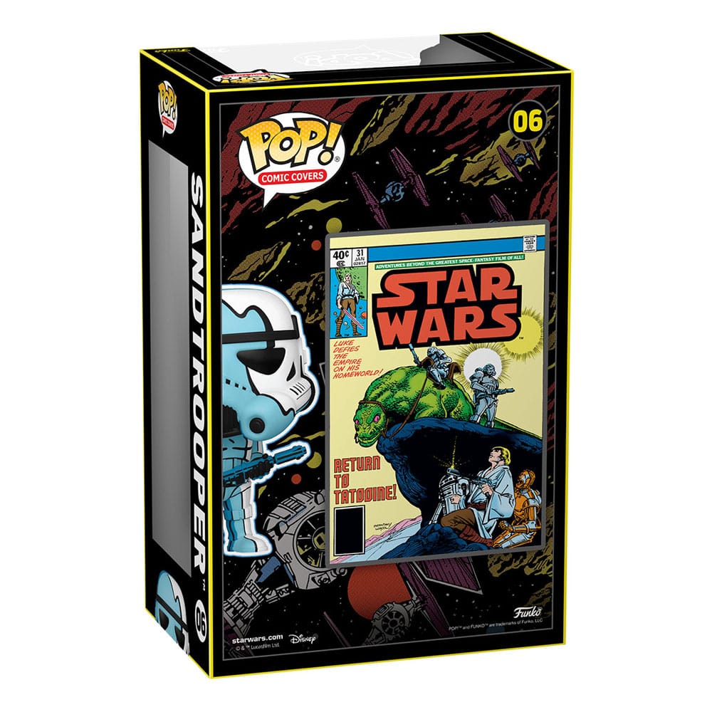 Détail de la figurine Funko POP! Stormtrooper Comic Cover #31 avec son socle