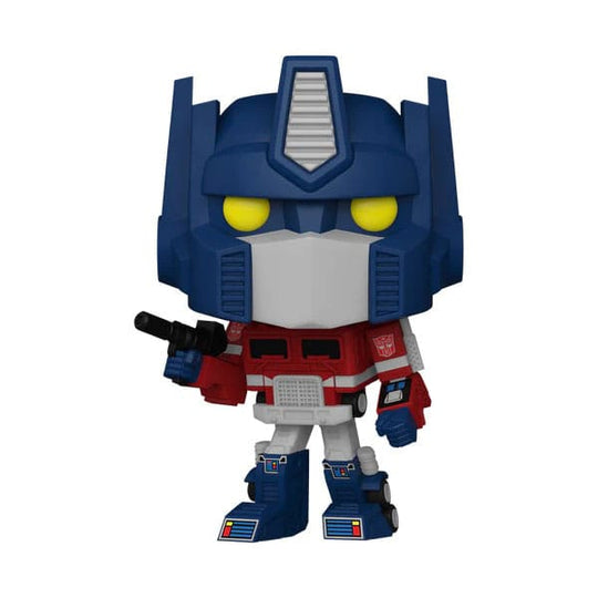 Figurine Funko POP! Optimus Prime Retro Series Transformers en vinyle, vue de face dans sa boîte-fenêtre.