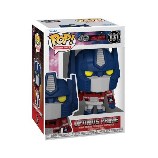 Détail de la figurine Funko POP! Optimus Prime Retro 9 cm, montrant son design classique et ses couleurs.