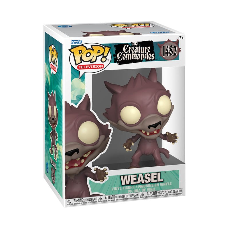 Boîte-fenêtre de la figurine Funko POP! Weasel Creature Commandos, avec le personnage