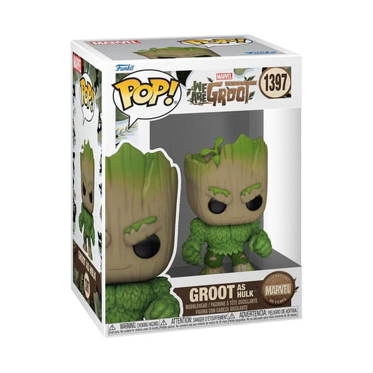 Gros plan de la figurine Funko POP! Groot Hulk Marvel avec ses détails