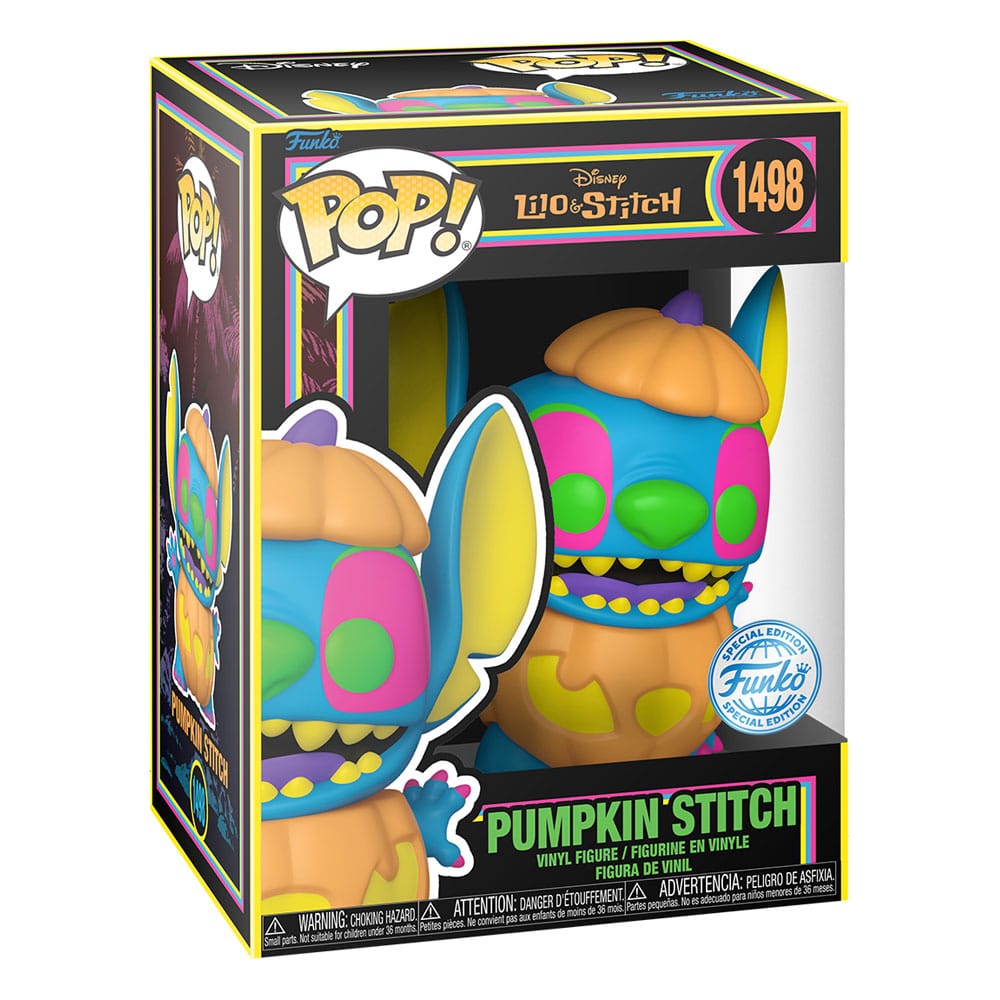 Figurine Funko POP! Blacklight Pumpkin Stitch dans sa boîte-fenêtre avec effet lumineux